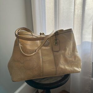 Coach Beige Leather Tote Bag